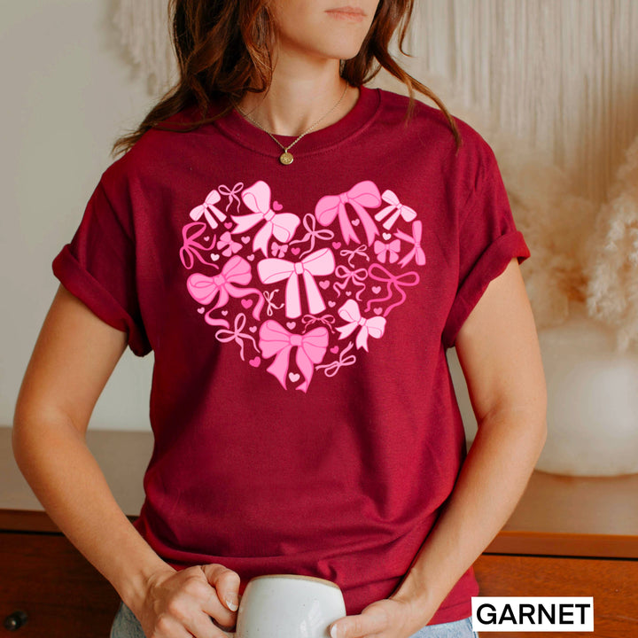 Heart Of Coquette Bows Graphic Tee | Gildan: Light Pink / Large