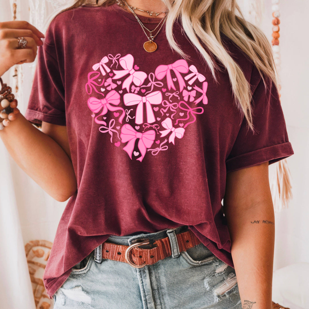 Heart Of Coquette Bows Graphic Tee | Gildan: Light Pink / Large