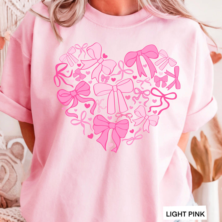 Heart Of Coquette Bows Graphic Tee | Gildan: Light Pink / Large