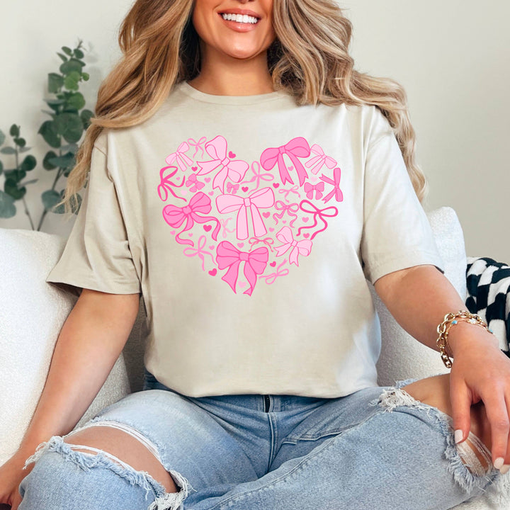 Heart Of Coquette Bows Graphic Tee | Gildan: Light Pink / Small