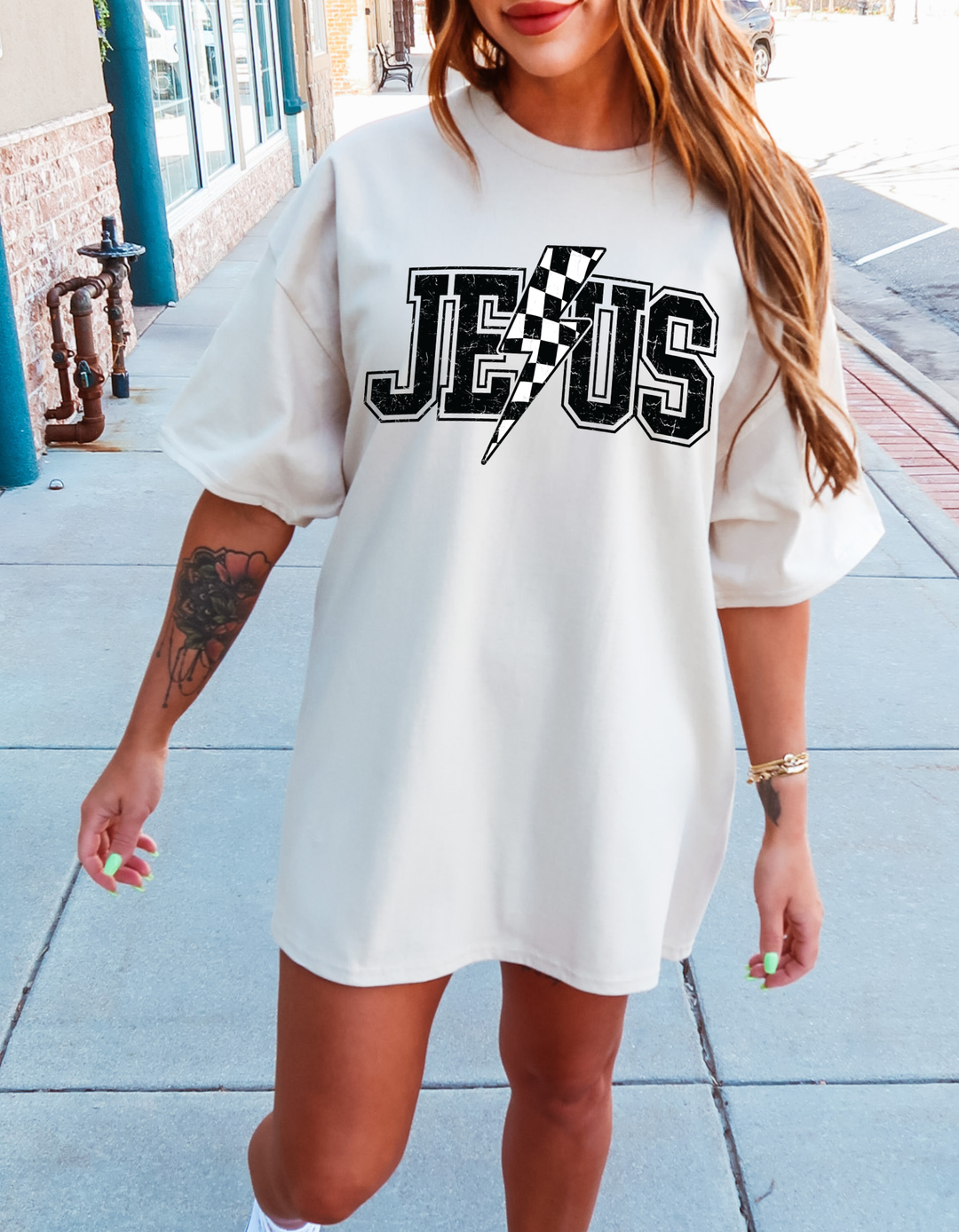 Jesus Lightening Bolt DTF Transfer: Adult