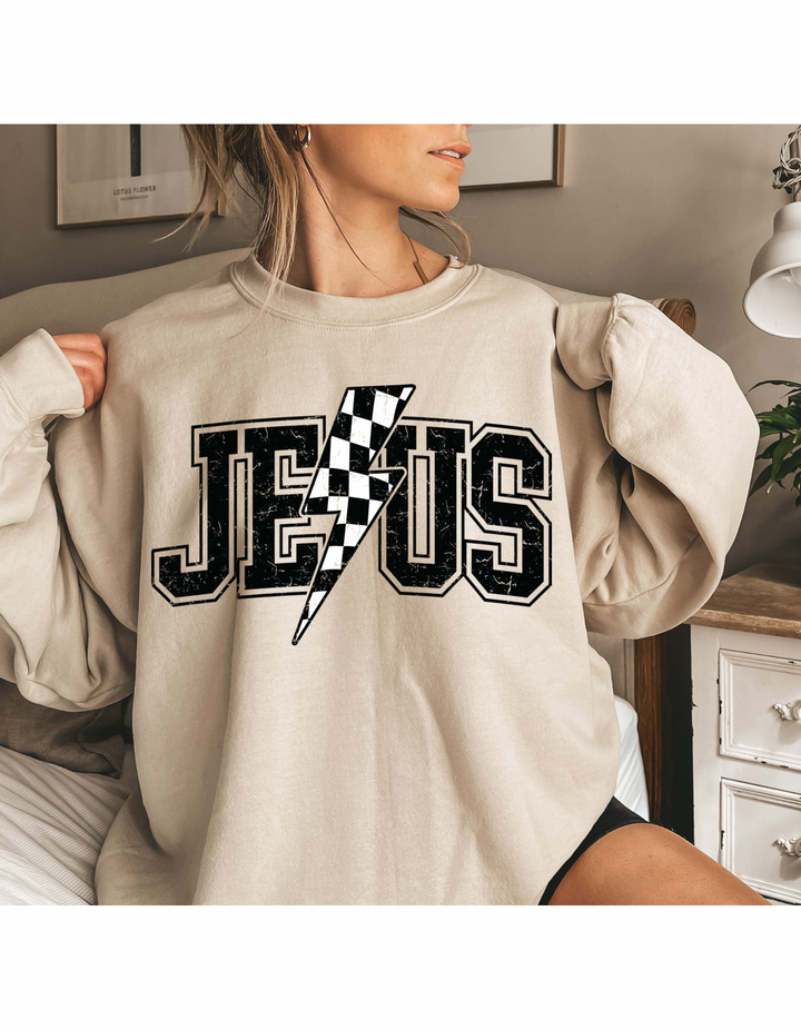 Jesus Lightening Bolt DTF Transfer: Adult