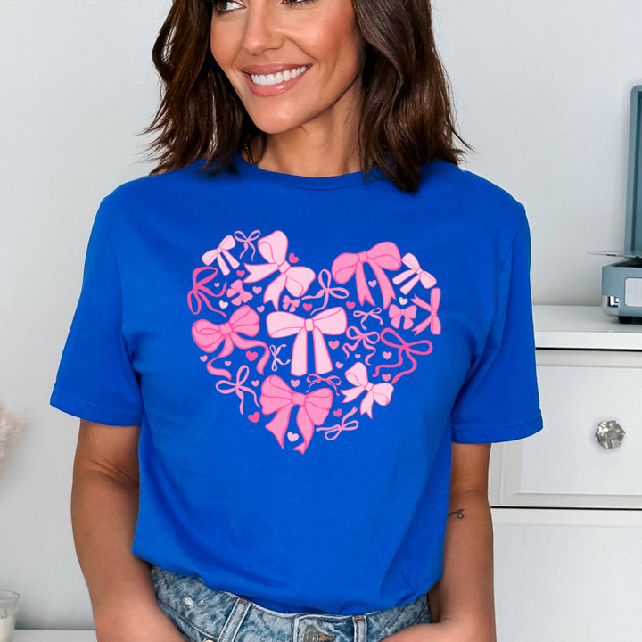 Heart Of Coquette Bows Graphic Tee | Gildan: Light Pink / Large