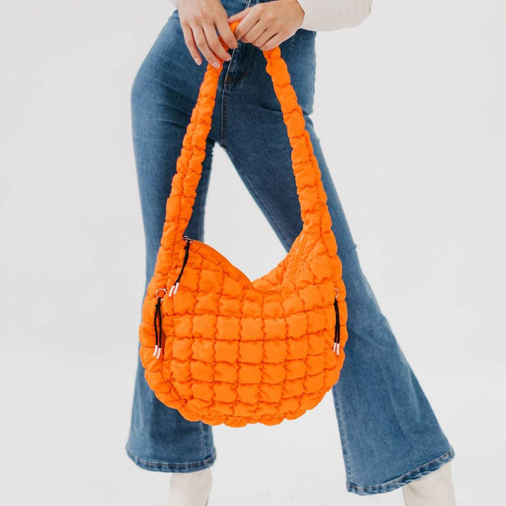 Carmen Quilted Hobo Tote Bag: Crimson Red