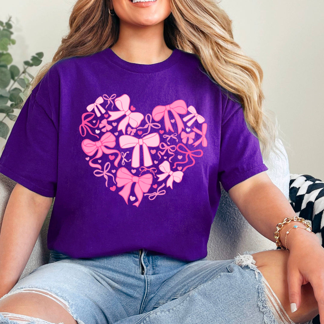 Heart Of Coquette Bows Graphic Tee | Gildan: Light Pink / Large