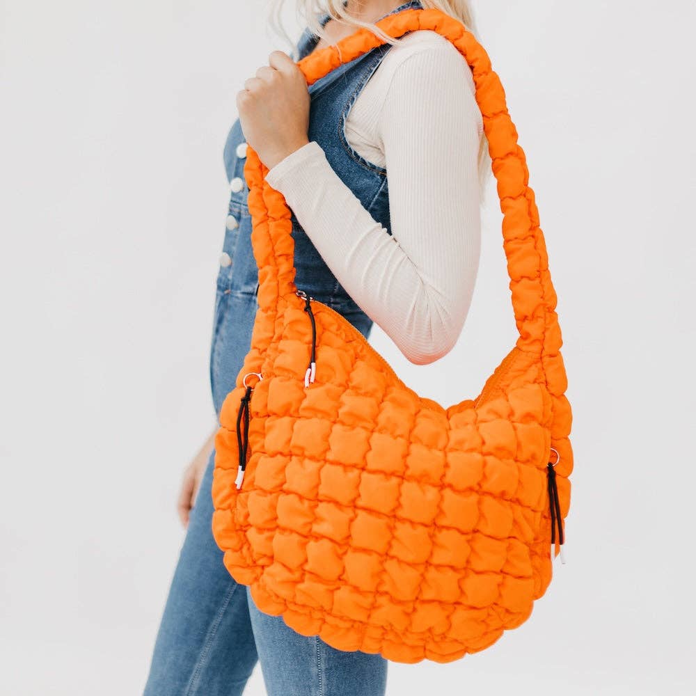 Carmen Quilted Hobo Tote Bag: Crimson Red