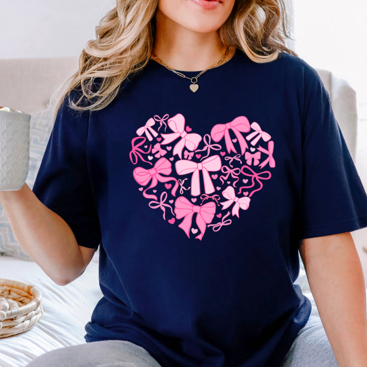 Heart Of Coquette Bows Graphic Tee | Gildan: Light Pink / Medium